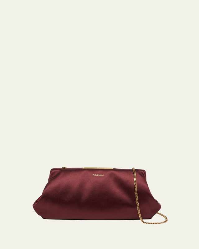Small Clutch Bag in Satin with Chain